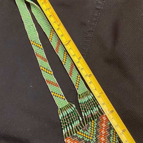 Handcrafted Beaded Ukrainian Necklace - Green and Orange - Picture 3 of 5